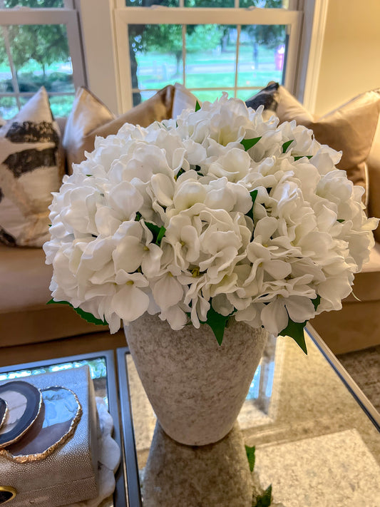 15" Real Touch White Hydrangea Bundle (3 Stems)