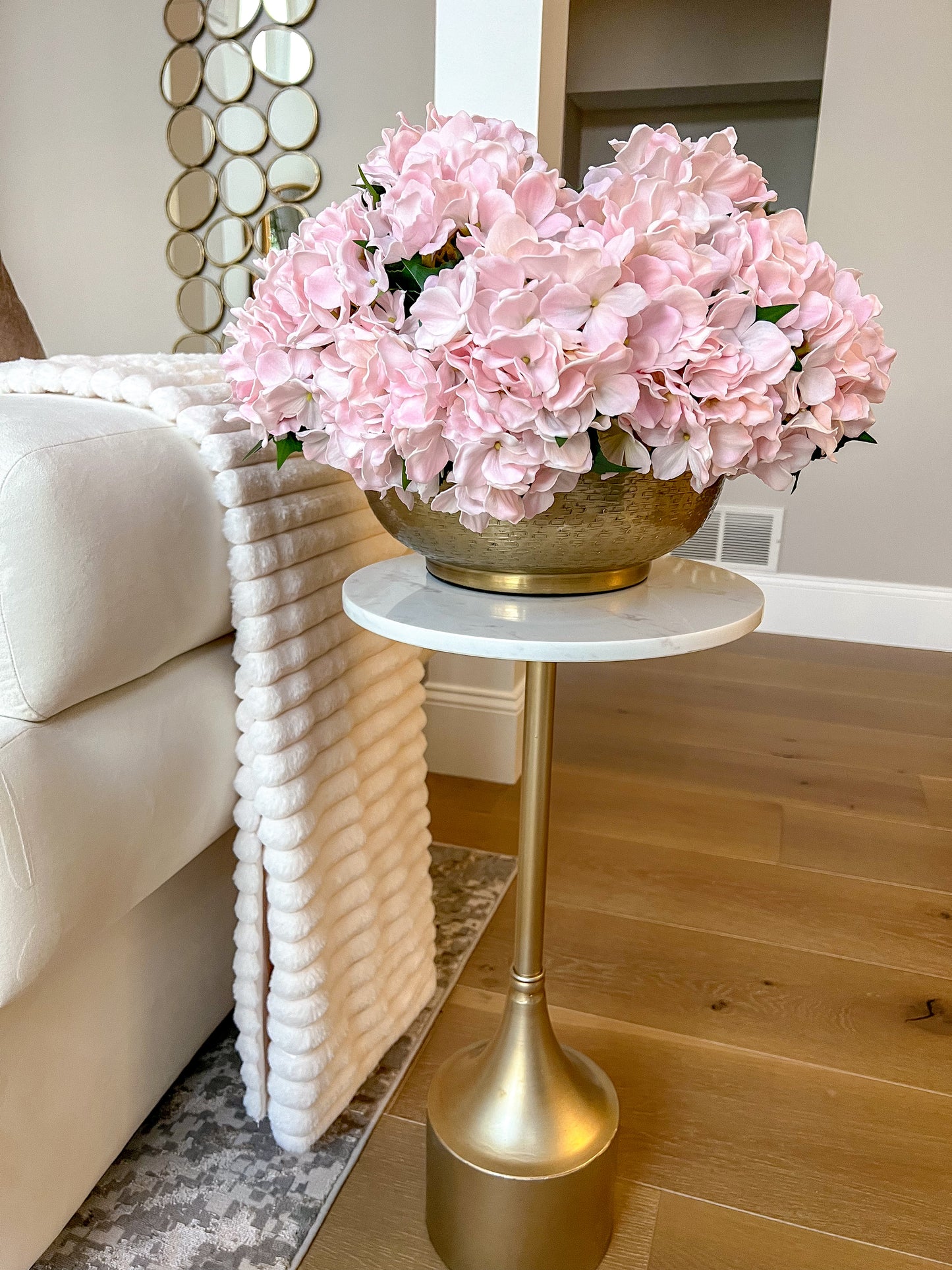 15" Real Touch Pink Hydrangea Bundle (3 Stems)