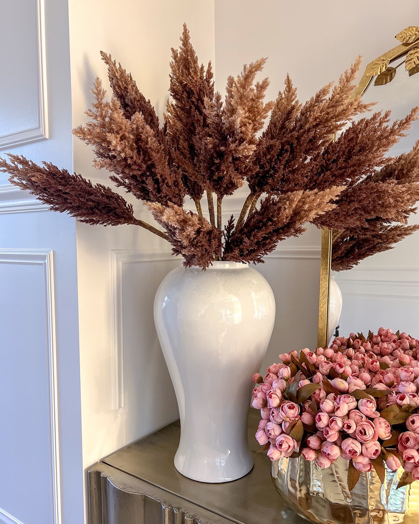 35" Dark Ombre Pampas Grass Stem