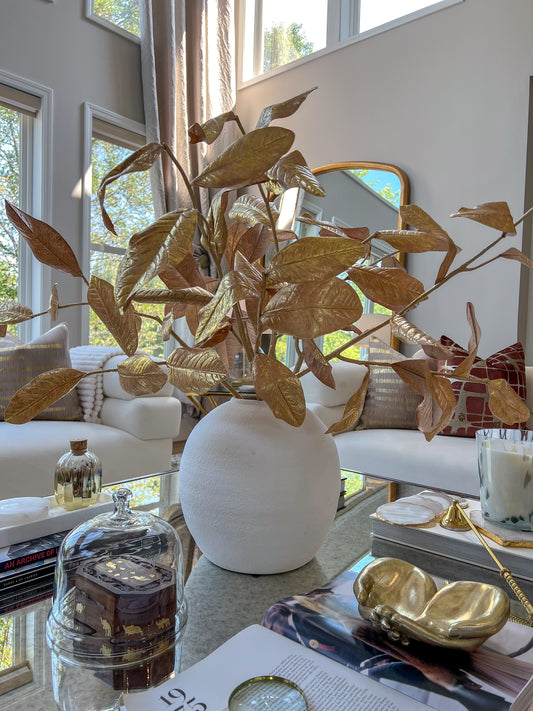 19" Gold Magnolia Leaf Stem