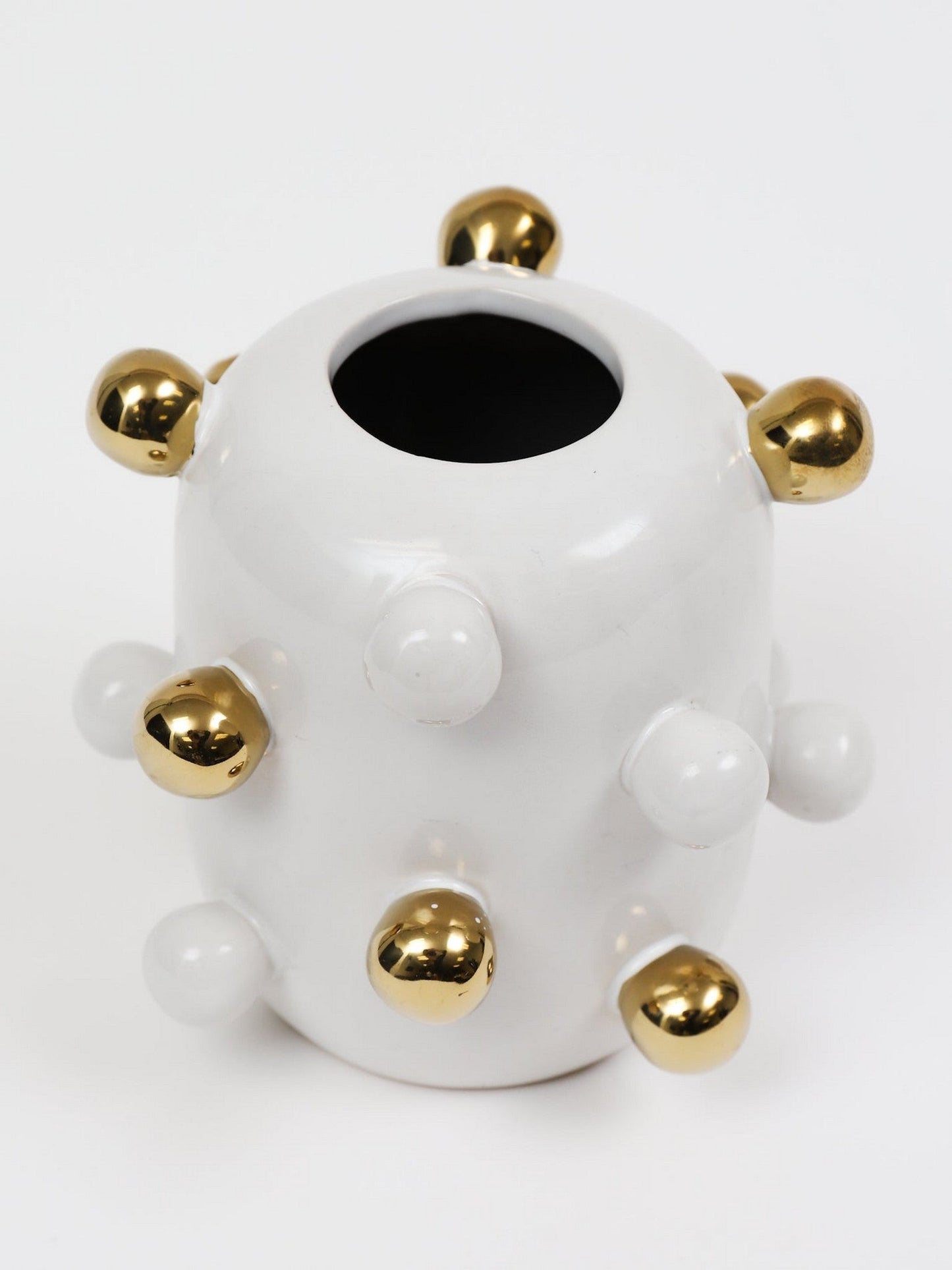 White & Gold Ceramic Studded Vase (3 Sizes)