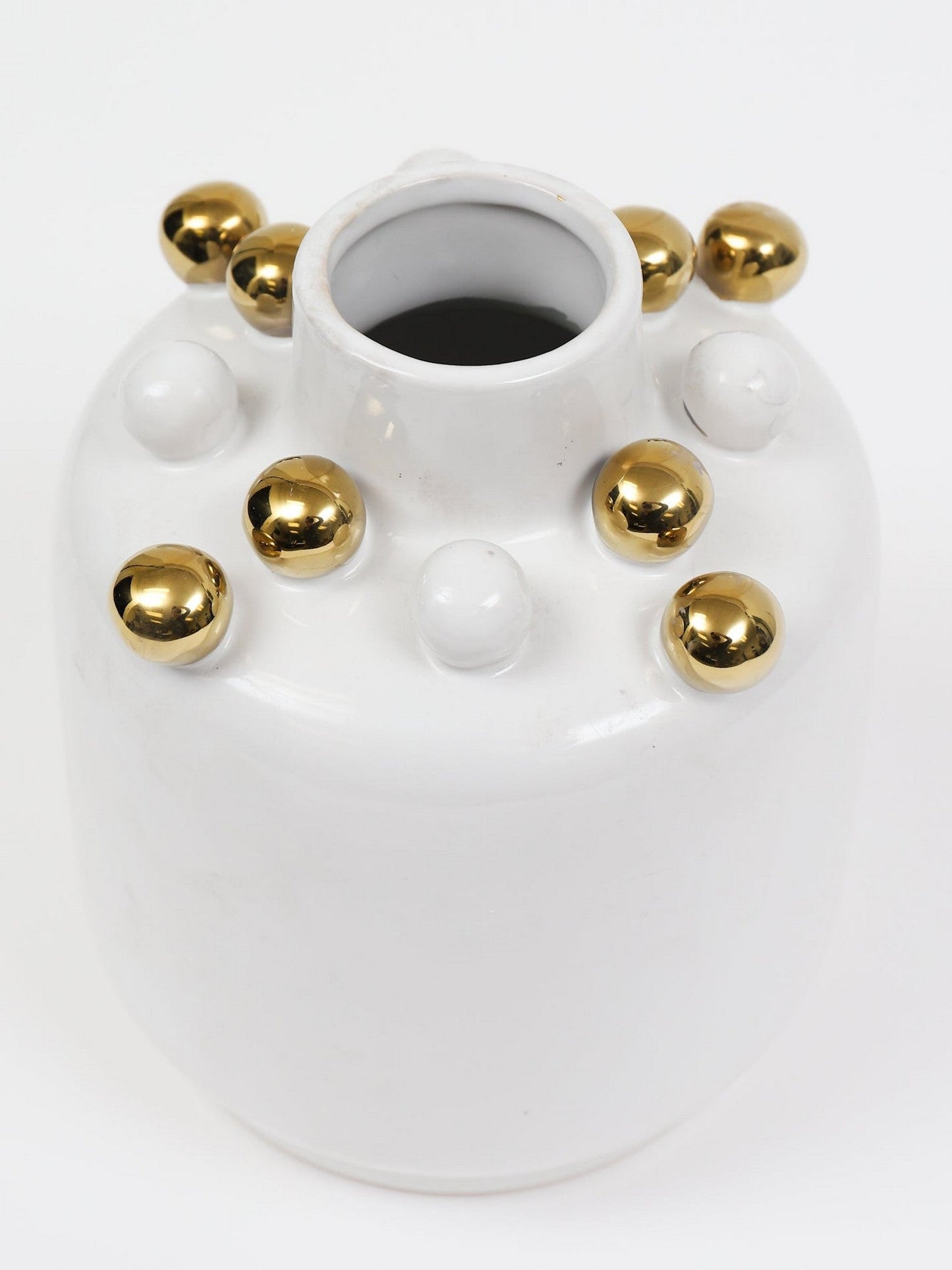 White & Gold Ceramic Studded Vase (3 Sizes)