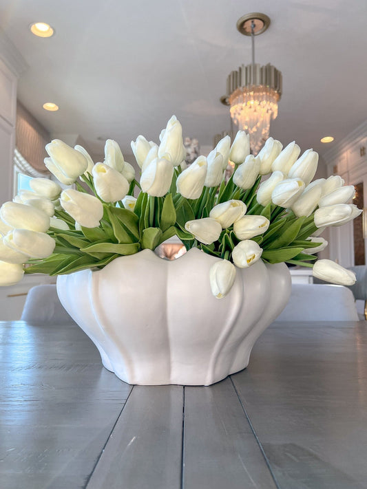 13" Real Touch White Tulip Bouquet