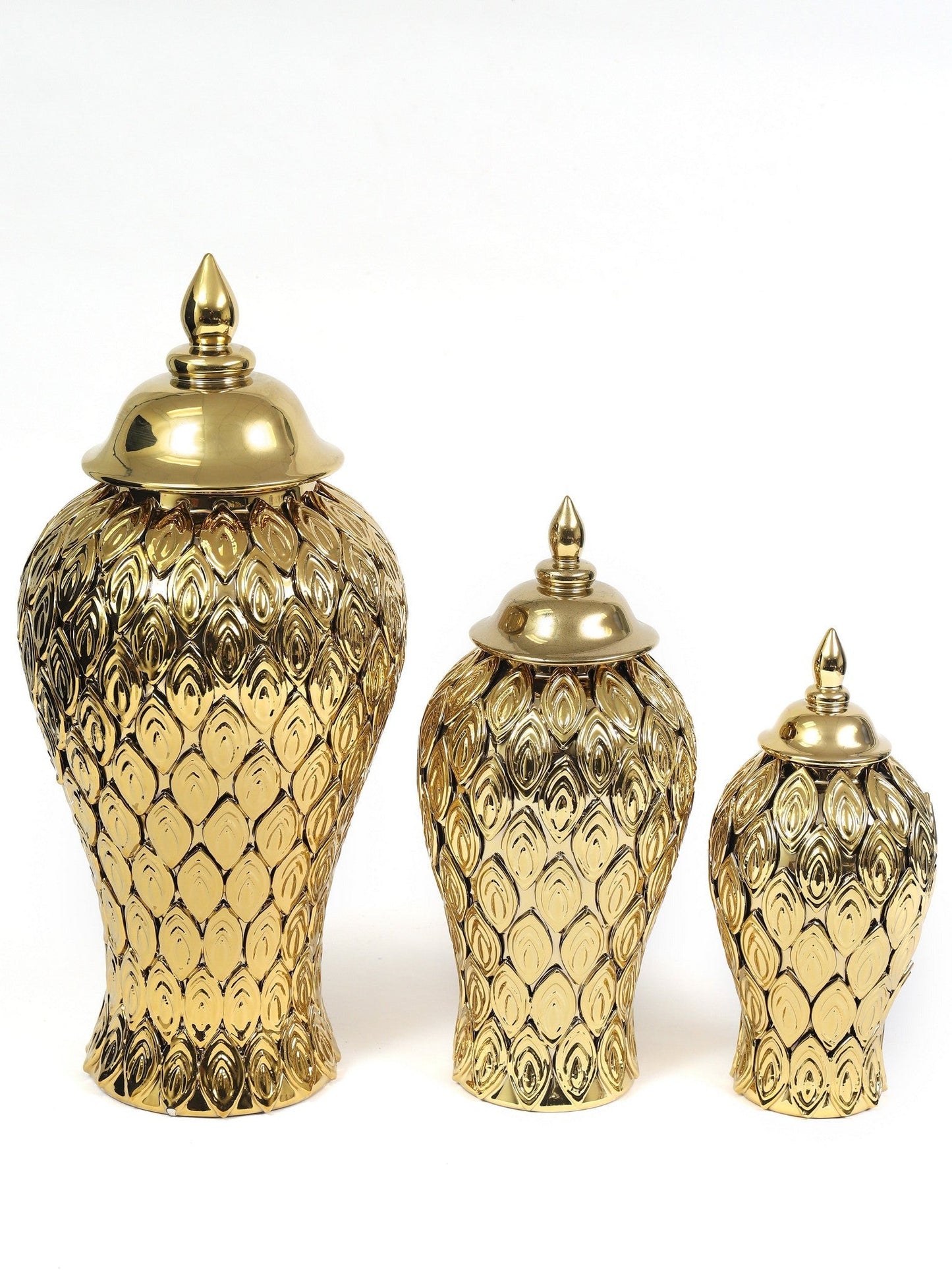 Gold Petal Textured Ginger Jars (3 Sizes)