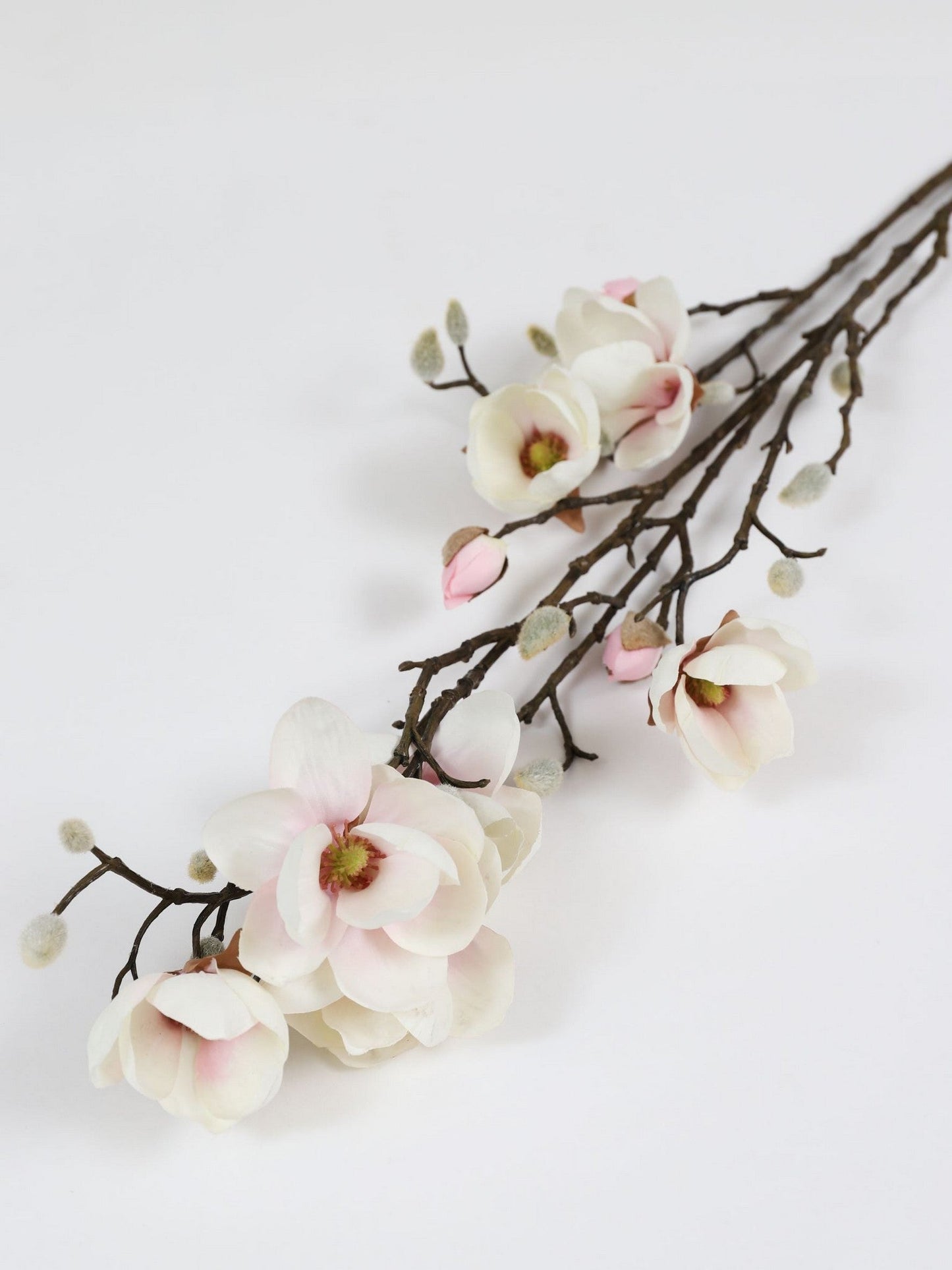 45" Cream/Pink Magnolia Branch Stem