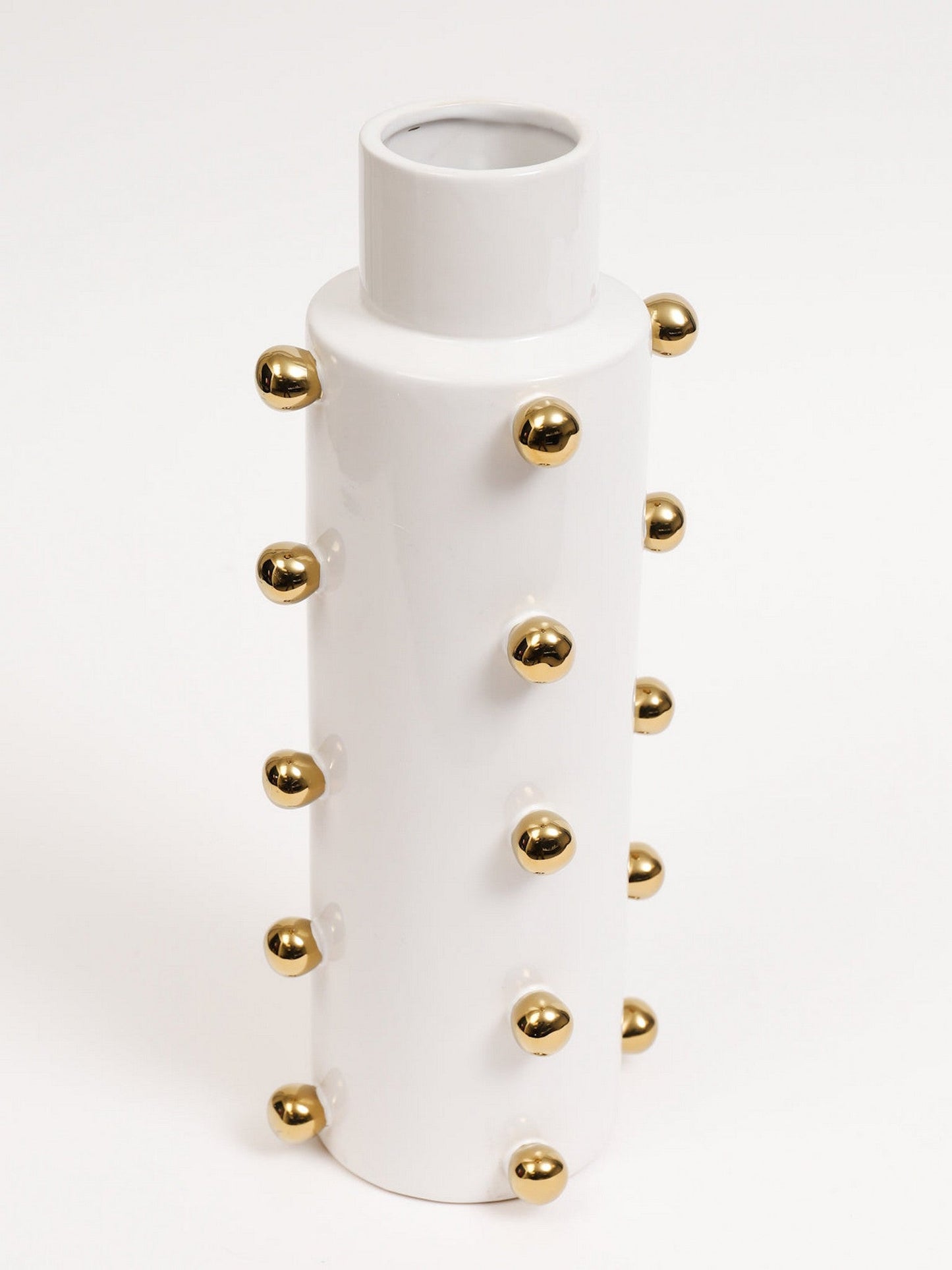 White & Gold Ceramic Studded Vase (3 Sizes)