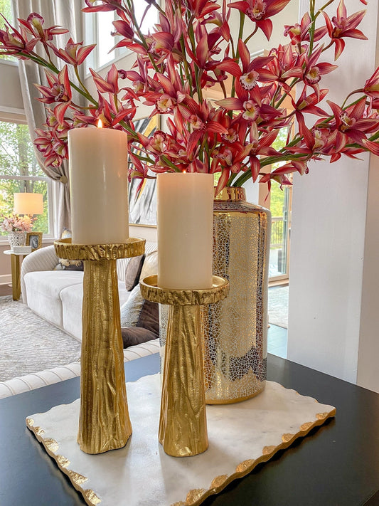 Tall Gold Metal Branch Pedestal Candle Holder