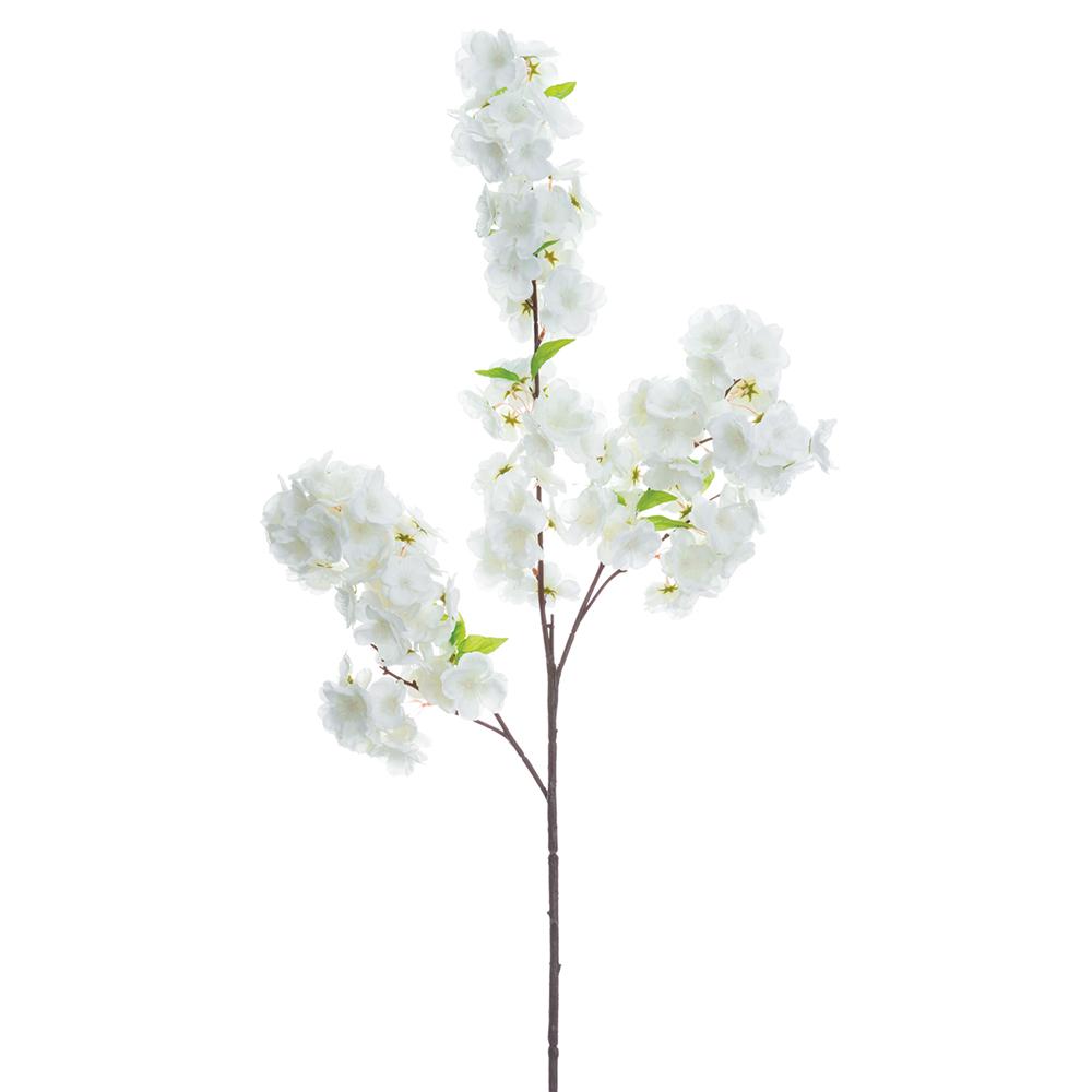 44" White Cherry Blossom Stem