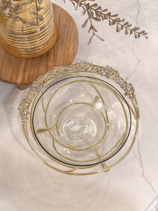 Gold Jeweled Edge Bowl with Glass Insert